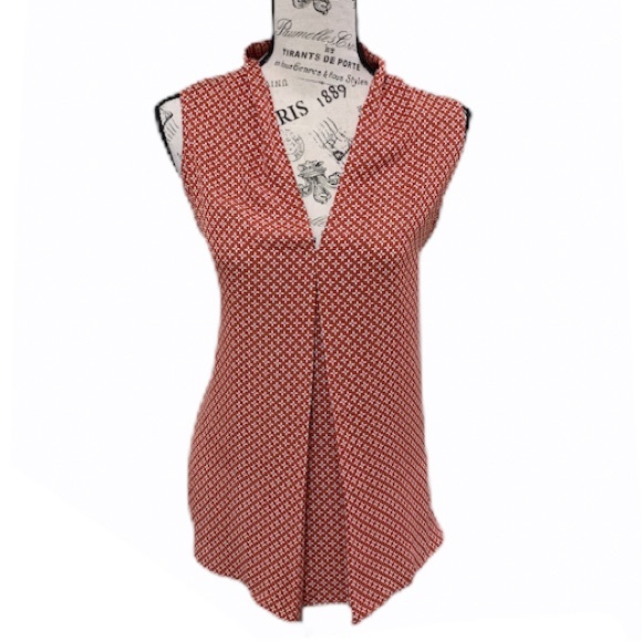 Loft Orange & White Sleeveless Top Size Medium - Picture 2 of 8